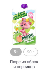 5+, 90 г, Пюре из яблок и персиков