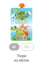 4+, 90 г, Пюре из яблок