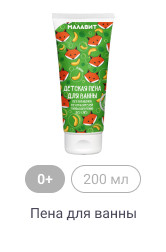 0+, 200мл, Пена для ванны