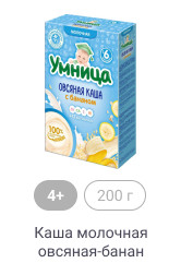 4+, 200 г, Каша молочная овсяная-банан