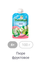 4+, 100 г, Пюре фруктовое